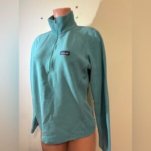 Patagonia Womens‎ Medium Micro Fleece Pullover 1/4 Zip Green Turquoise jacket